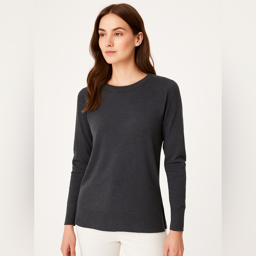 LOFT Charcoal Gray V-Neck Lightweight Sweater Size M